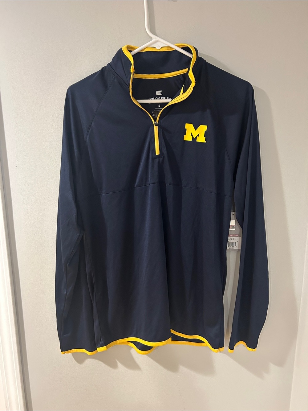 Colosseum Navy and Yellow Michigan M Quarter-Zip Pullover